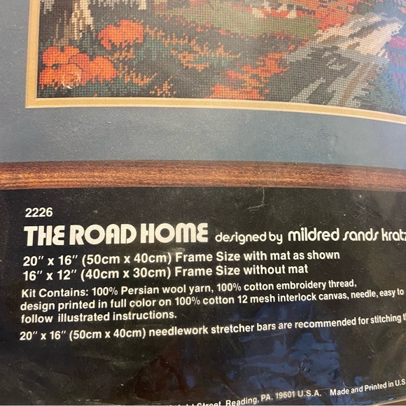 Vintage Dimensions Needlepoint The Road Home #2226 Fall Scene 
Open Package - Picture 4 of 14
